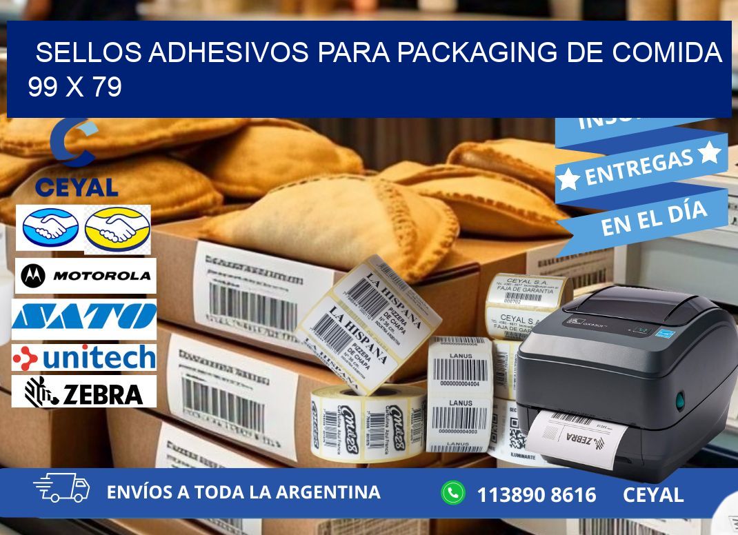 SELLOS ADHESIVOS PARA PACKAGING DE COMIDA  99 x 79