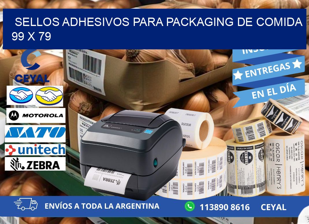 SELLOS ADHESIVOS PARA PACKAGING DE COMIDA  99 x 79