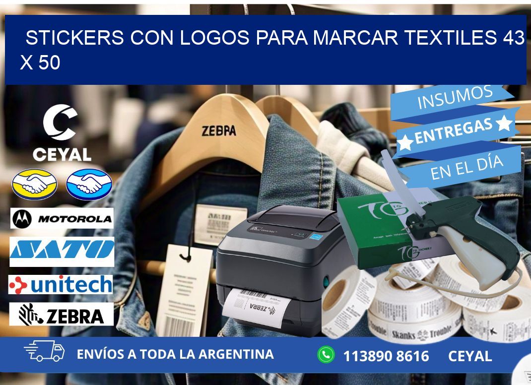 STICKERS CON LOGOS PARA MARCAR TEXTILES 43 x 50