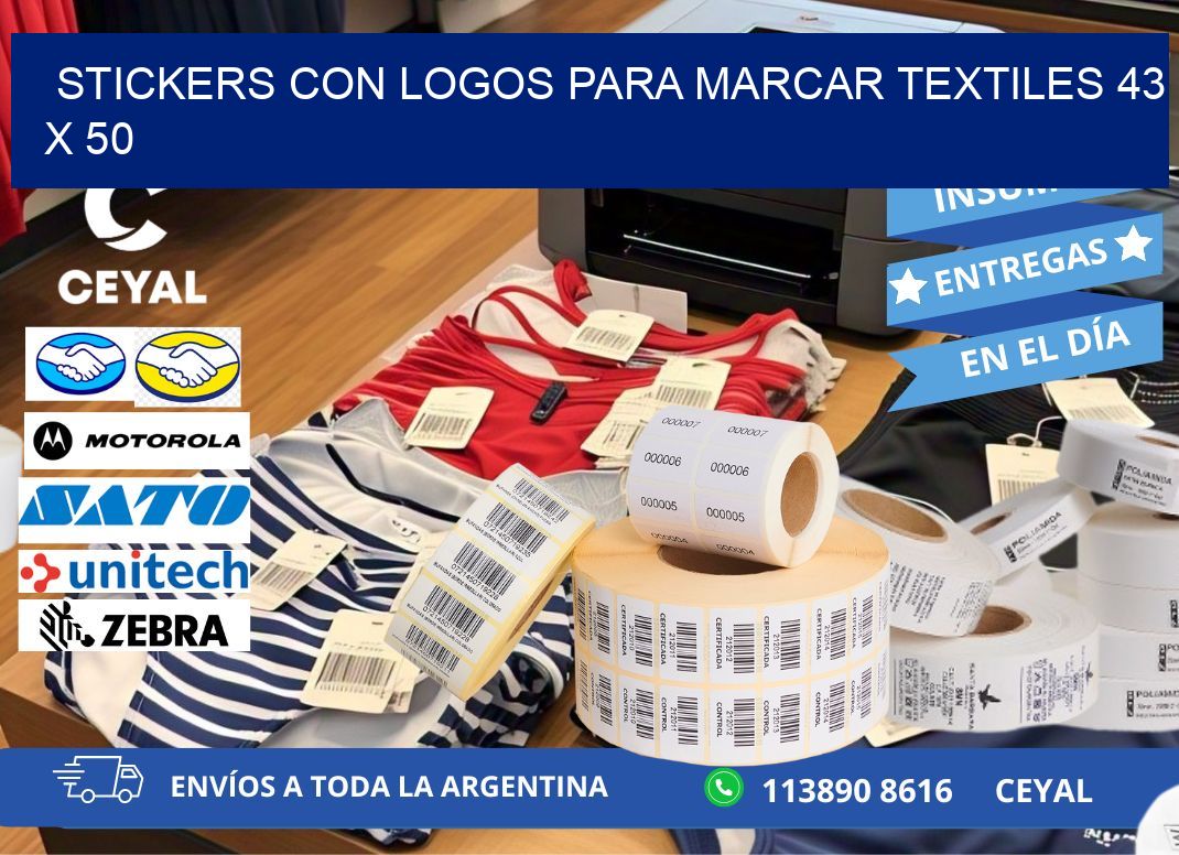 STICKERS CON LOGOS PARA MARCAR TEXTILES 43 x 50