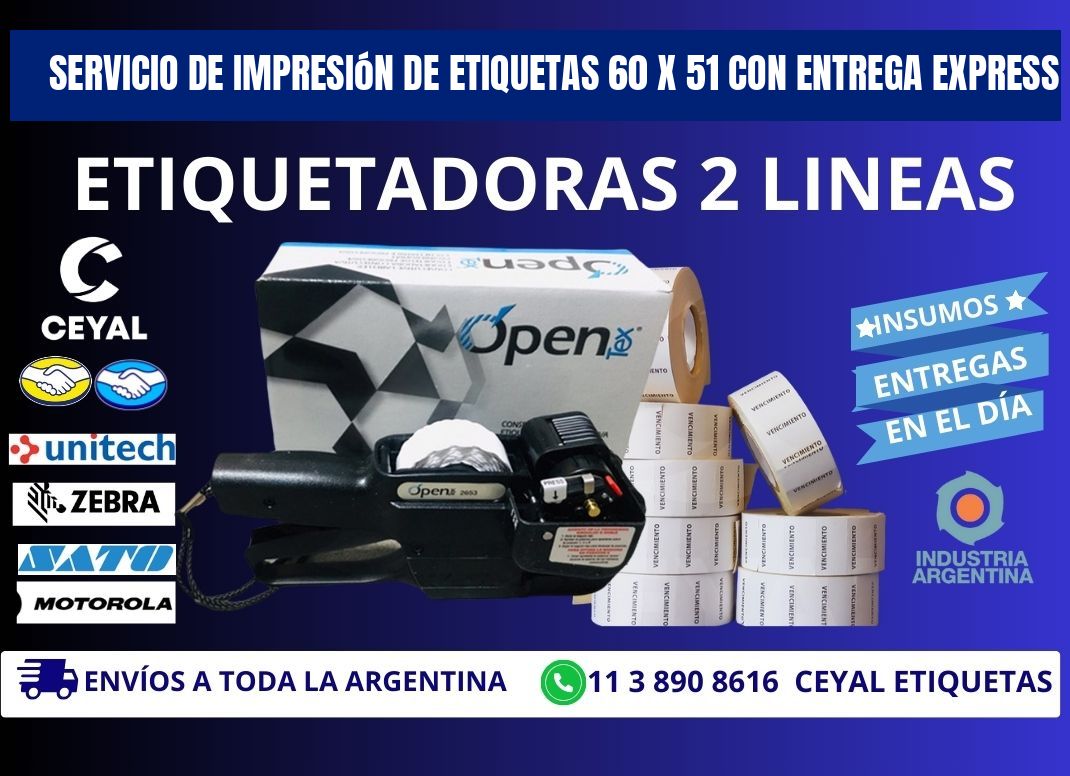 Servicio de Impresión de Etiquetas 60 x 51 con Entrega Express