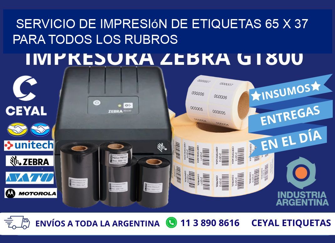 Servicio de Impresión de Etiquetas 65 x 37 para Todos los Rubros