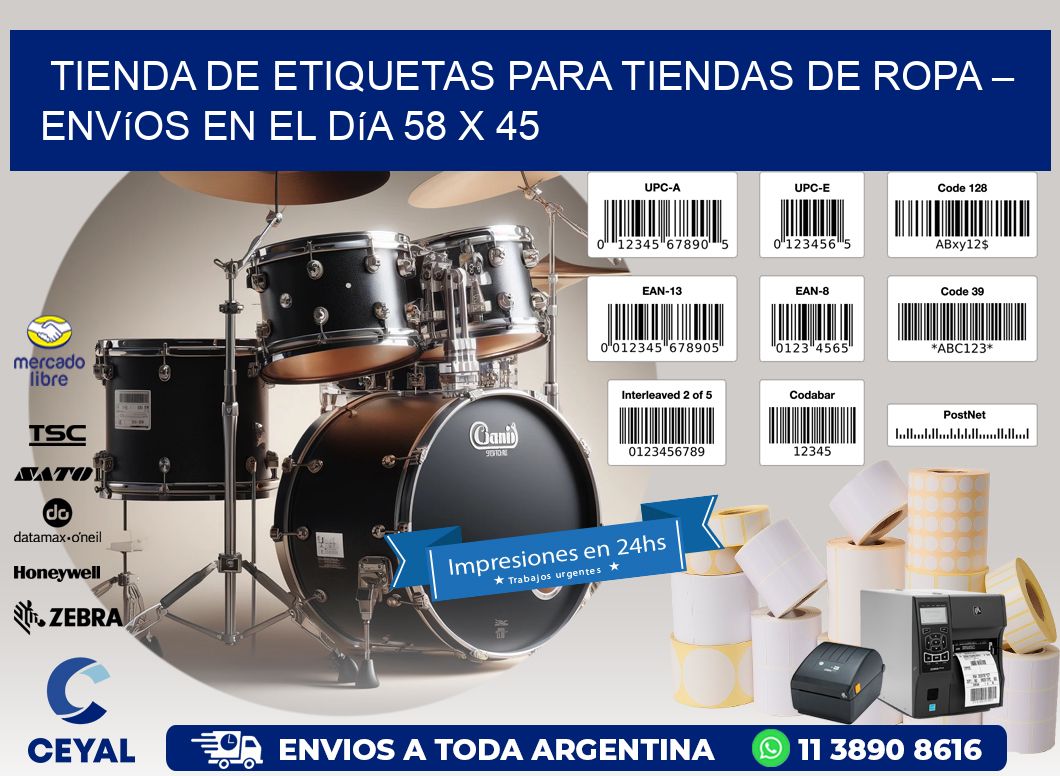 Tienda de Etiquetas para Tiendas de Ropa – Envíos en el Día 58 x 45