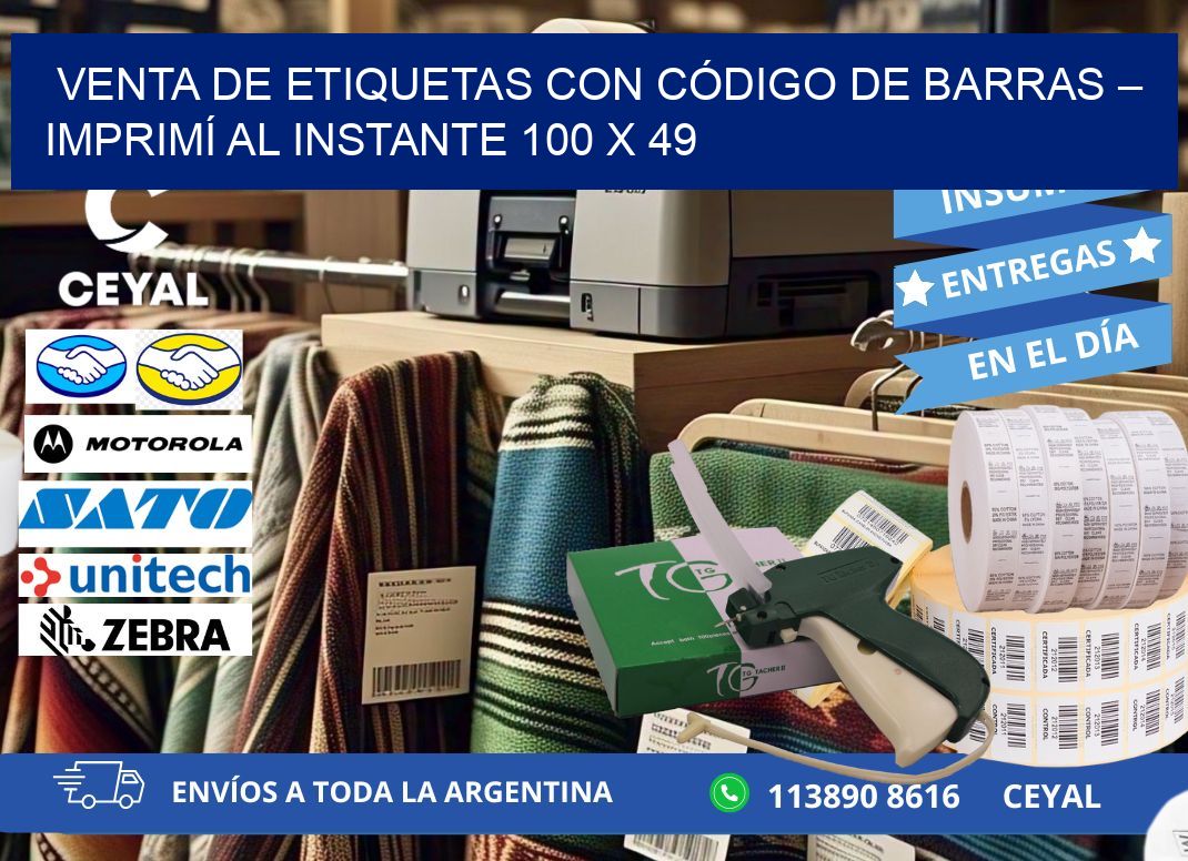 VENTA DE ETIQUETAS CON CÓDIGO DE BARRAS – IMPRIMÍ AL INSTANTE 100 x 49