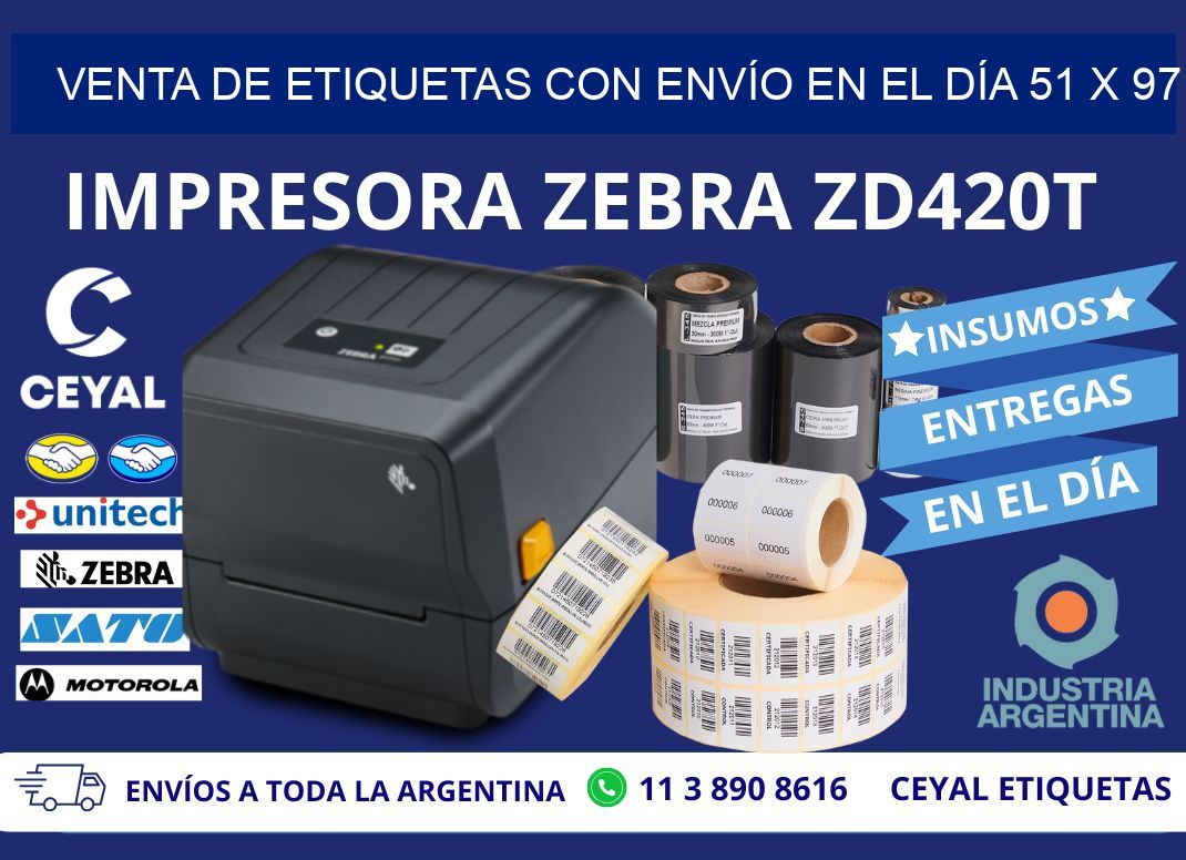 VENTA DE ETIQUETAS CON ENVÍO EN EL DÍA 51 x 97