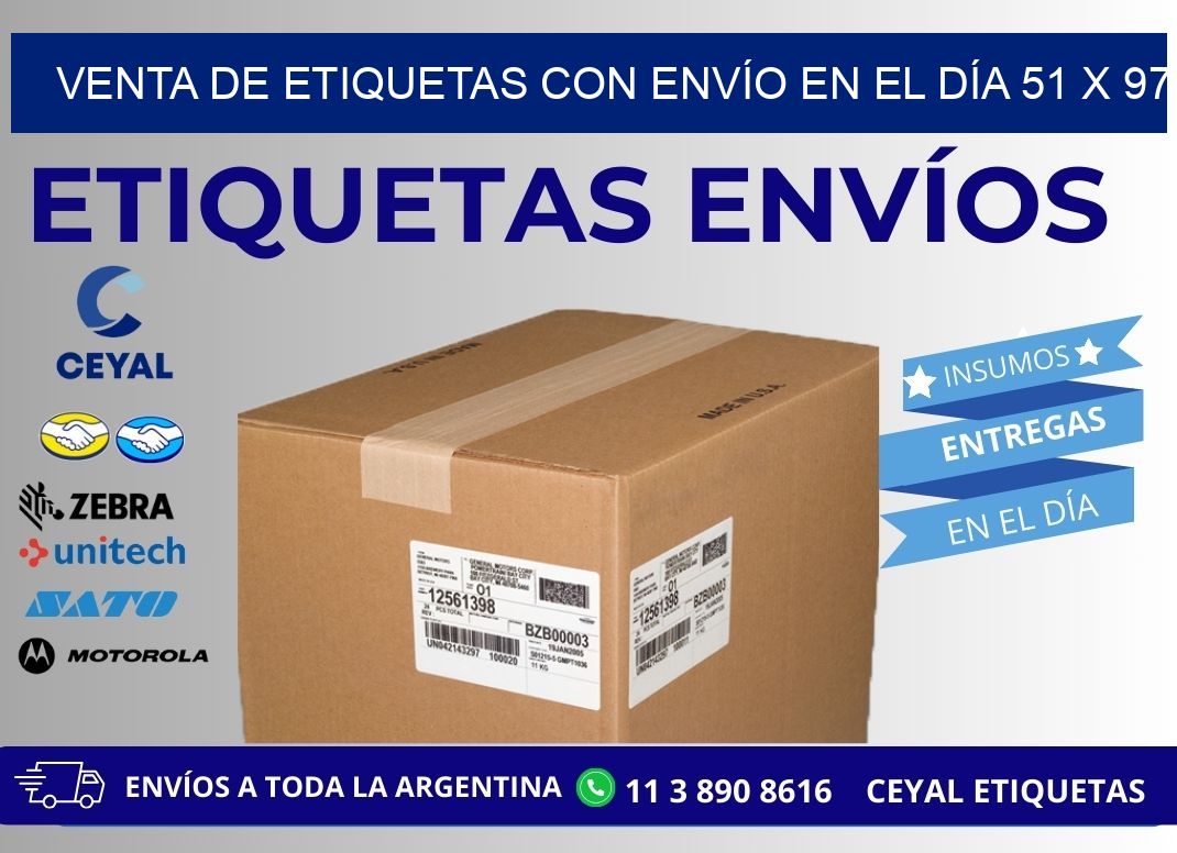 VENTA DE ETIQUETAS CON ENVÍO EN EL DÍA 51 x 97