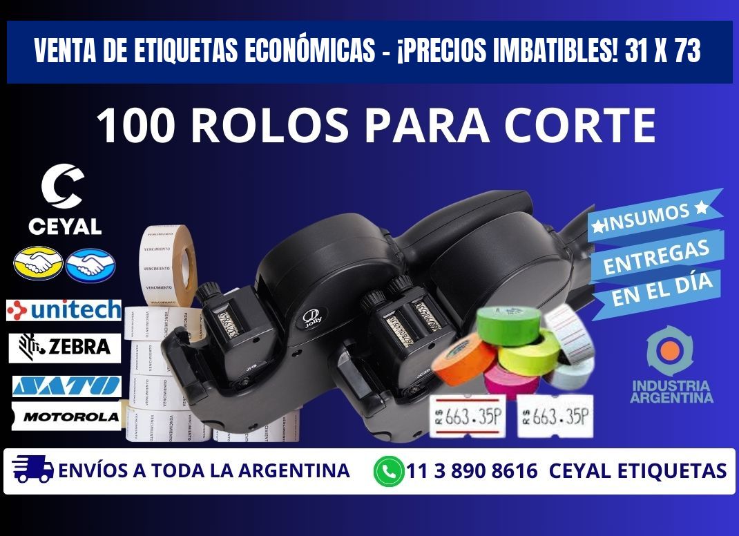 VENTA DE ETIQUETAS ECONÓMICAS – ¡PRECIOS IMBATIBLES! 31 x 73