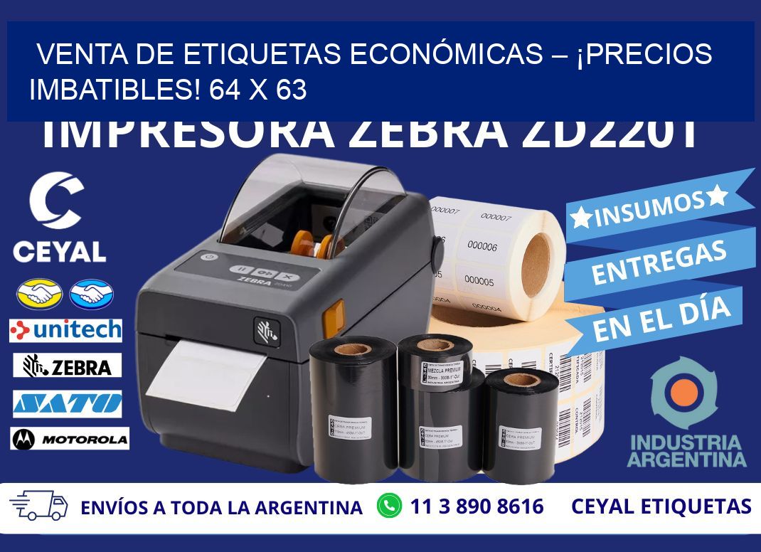 VENTA DE ETIQUETAS ECONÓMICAS – ¡PRECIOS IMBATIBLES! 64 x 63