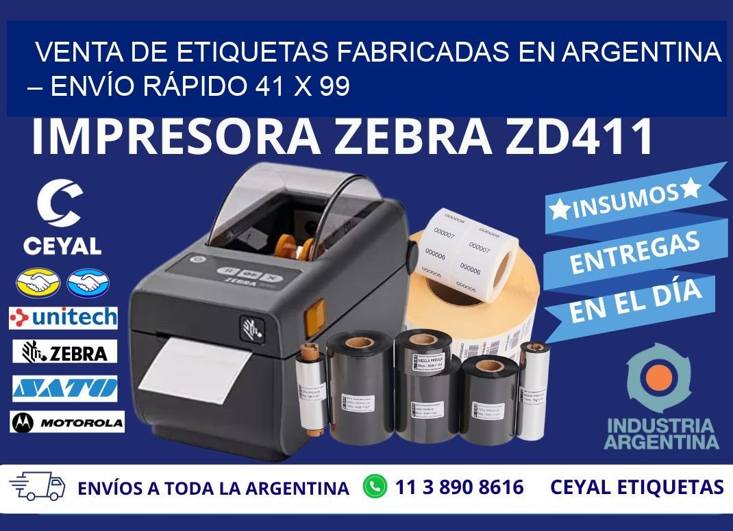 VENTA DE ETIQUETAS FABRICADAS EN ARGENTINA – ENVÍO RÁPIDO 41 x 99