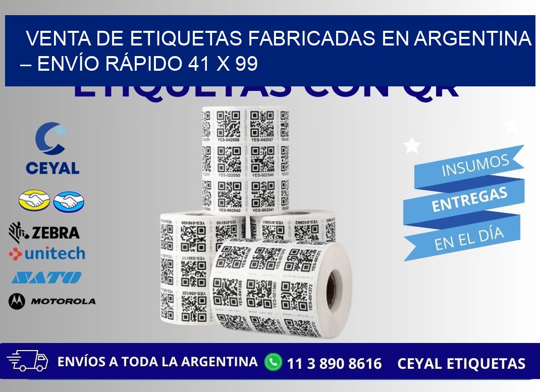 VENTA DE ETIQUETAS FABRICADAS EN ARGENTINA – ENVÍO RÁPIDO 41 x 99