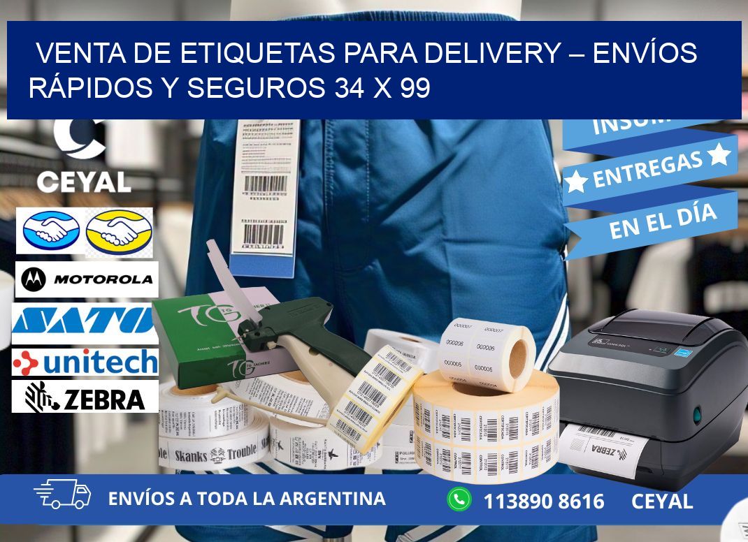 VENTA DE ETIQUETAS PARA DELIVERY – ENVÍOS RÁPIDOS Y SEGUROS 34 x 99
