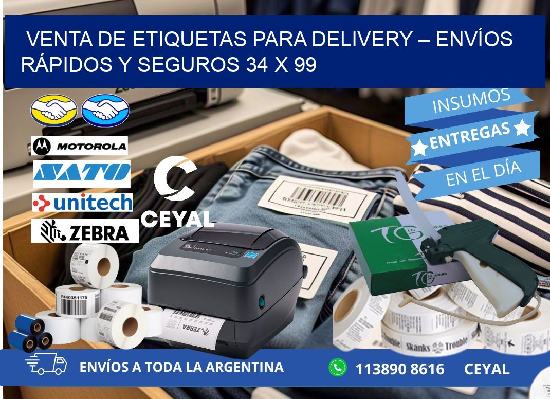 VENTA DE ETIQUETAS PARA DELIVERY – ENVÍOS RÁPIDOS Y SEGUROS 34 x 99