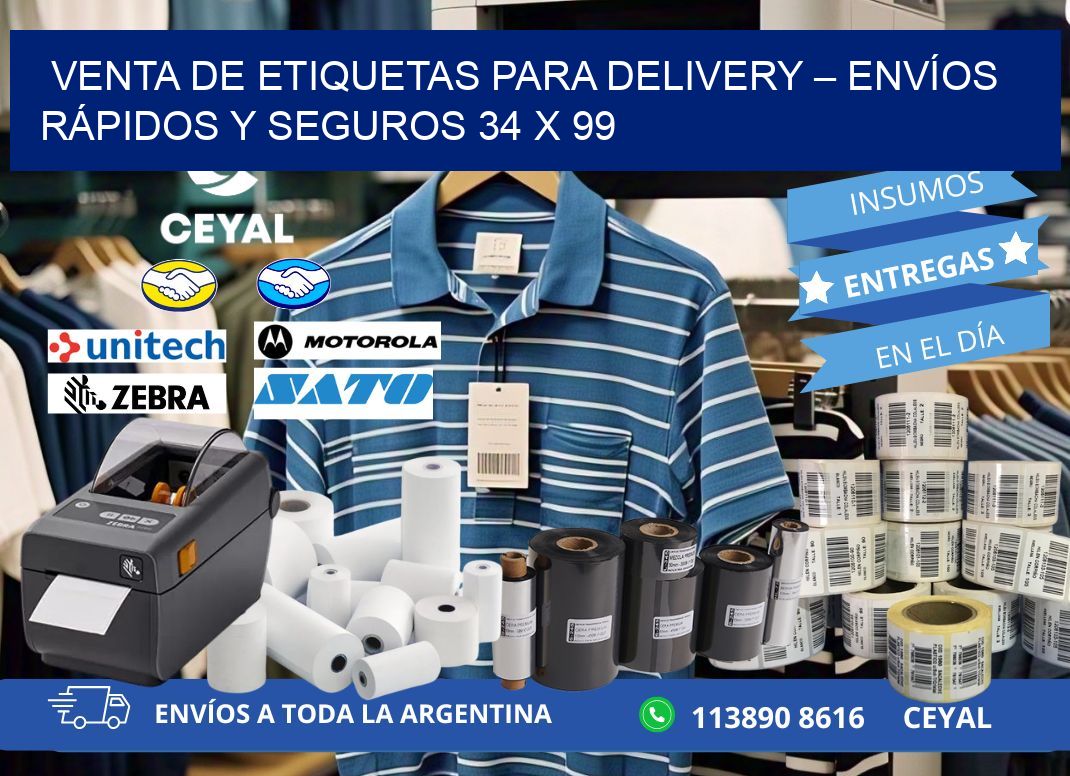 VENTA DE ETIQUETAS PARA DELIVERY – ENVÍOS RÁPIDOS Y SEGUROS 34 x 99