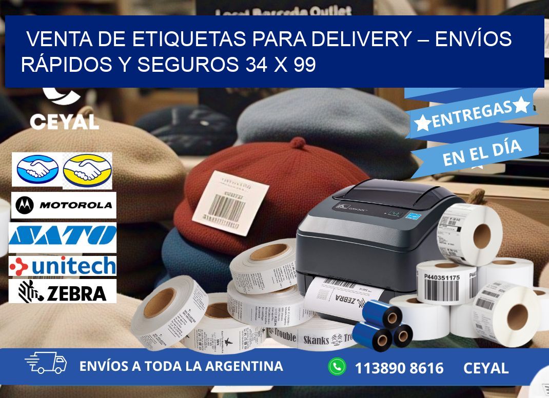 VENTA DE ETIQUETAS PARA DELIVERY – ENVÍOS RÁPIDOS Y SEGUROS 34 x 99