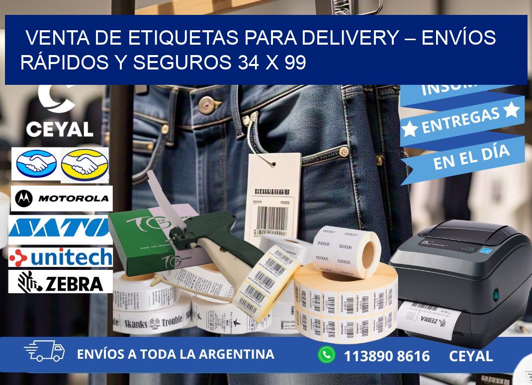 VENTA DE ETIQUETAS PARA DELIVERY – ENVÍOS RÁPIDOS Y SEGUROS 34 x 99