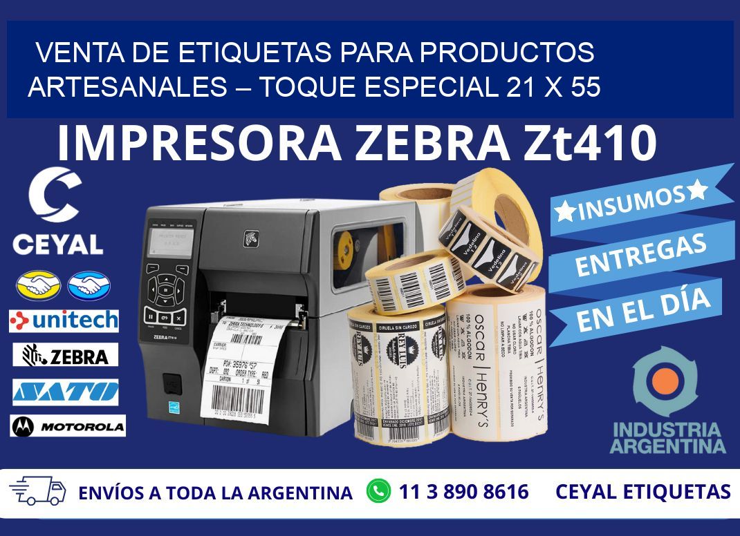 VENTA DE ETIQUETAS PARA PRODUCTOS ARTESANALES – TOQUE ESPECIAL 21 x 55
