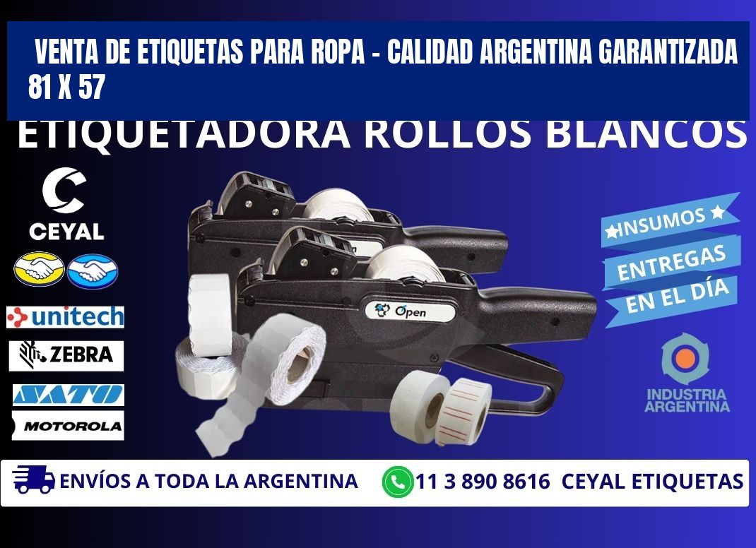 VENTA DE ETIQUETAS PARA ROPA – CALIDAD ARGENTINA GARANTIZADA 81 x 57