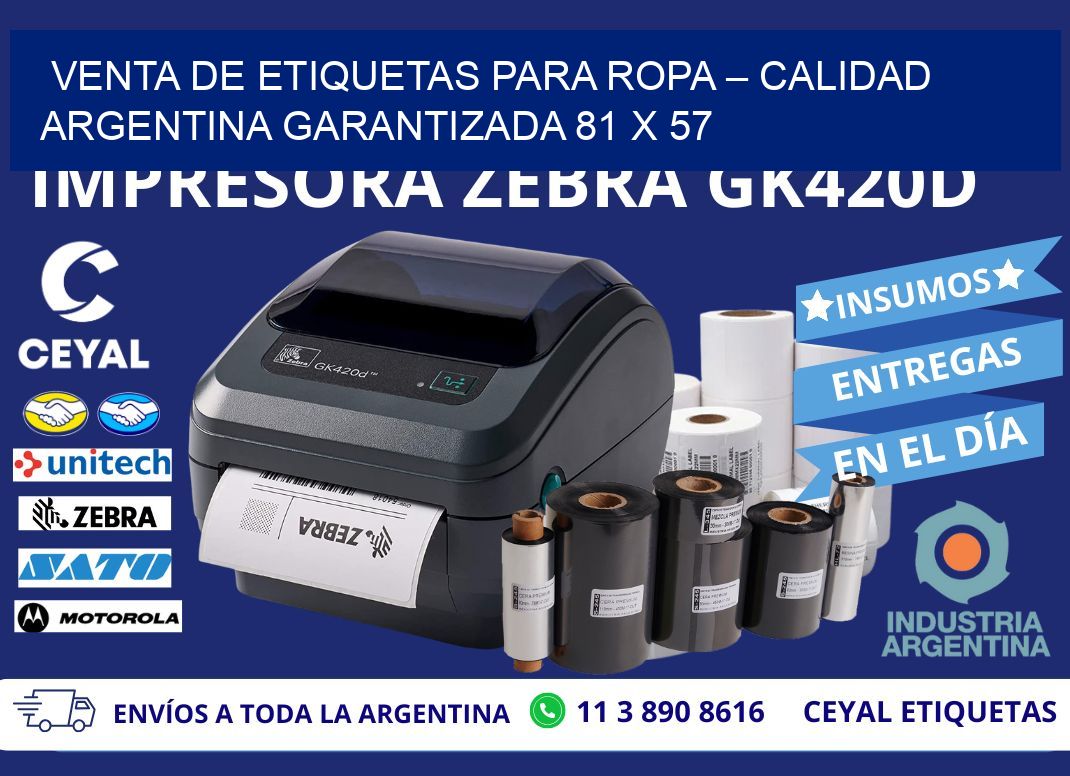 VENTA DE ETIQUETAS PARA ROPA – CALIDAD ARGENTINA GARANTIZADA 81 x 57