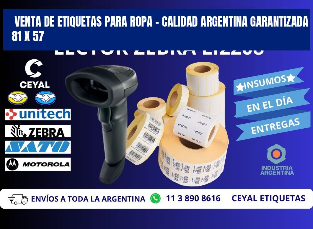 VENTA DE ETIQUETAS PARA ROPA – CALIDAD ARGENTINA GARANTIZADA 81 x 57