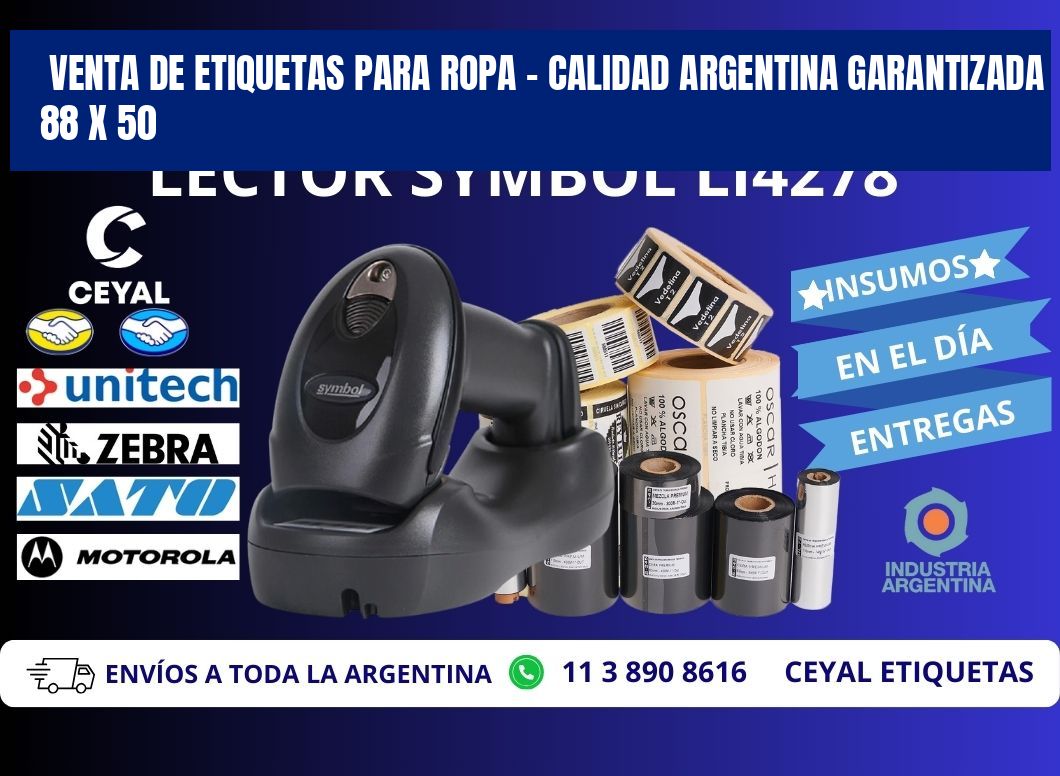 VENTA DE ETIQUETAS PARA ROPA – CALIDAD ARGENTINA GARANTIZADA 88 x 50