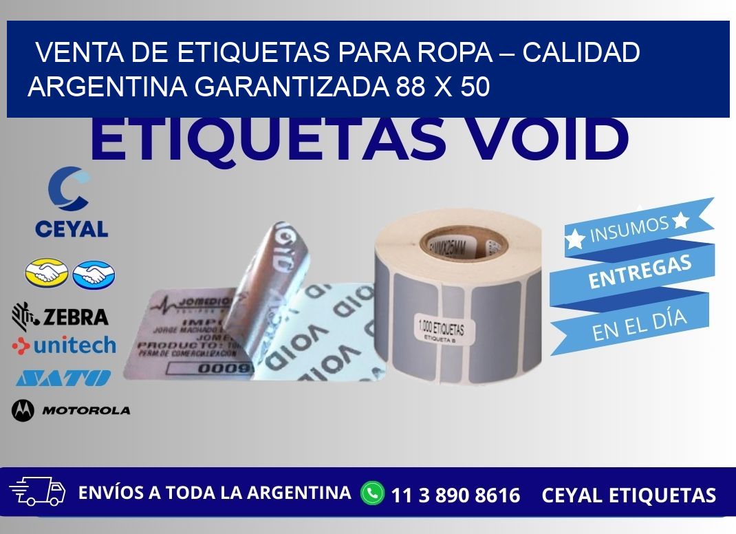 VENTA DE ETIQUETAS PARA ROPA – CALIDAD ARGENTINA GARANTIZADA 88 x 50