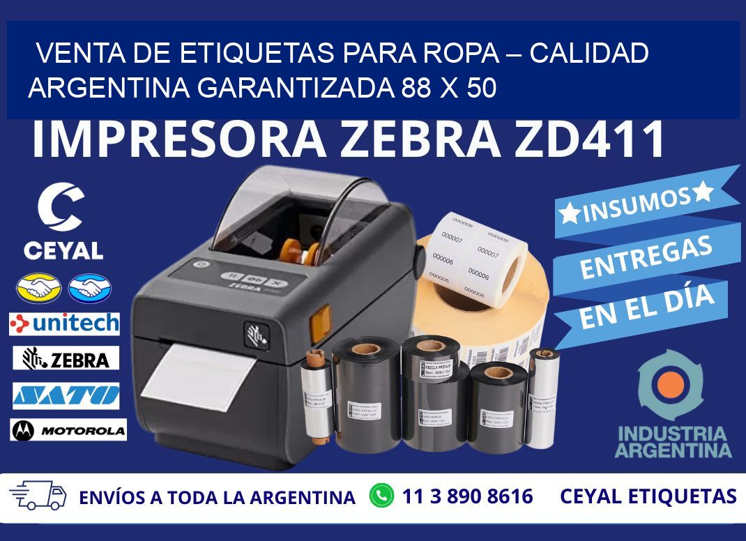 VENTA DE ETIQUETAS PARA ROPA – CALIDAD ARGENTINA GARANTIZADA 88 x 50