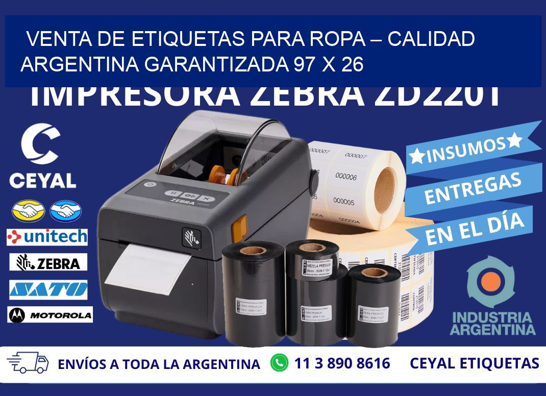 VENTA DE ETIQUETAS PARA ROPA – CALIDAD ARGENTINA GARANTIZADA 97 x 26