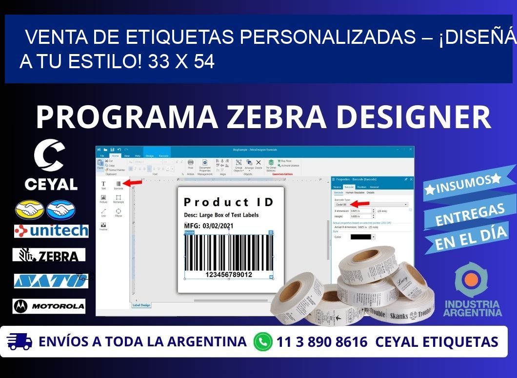 VENTA DE ETIQUETAS PERSONALIZADAS – ¡DISEÑÁ A TU ESTILO! 33 x 54