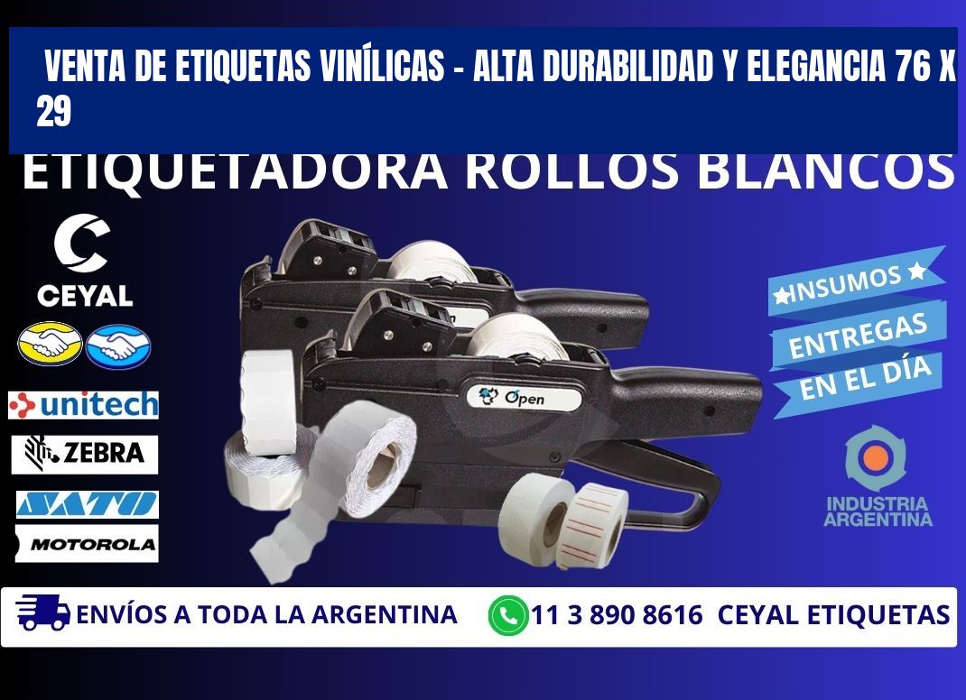 VENTA DE ETIQUETAS VINÍLICAS – ALTA DURABILIDAD Y ELEGANCIA 76 x 29