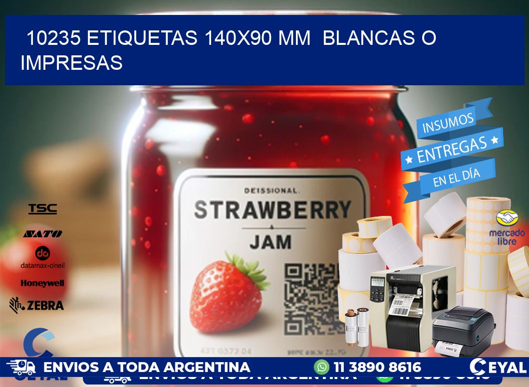 10235 ETIQUETAS 140x90 mm  BLANCAS O IMPRESAS