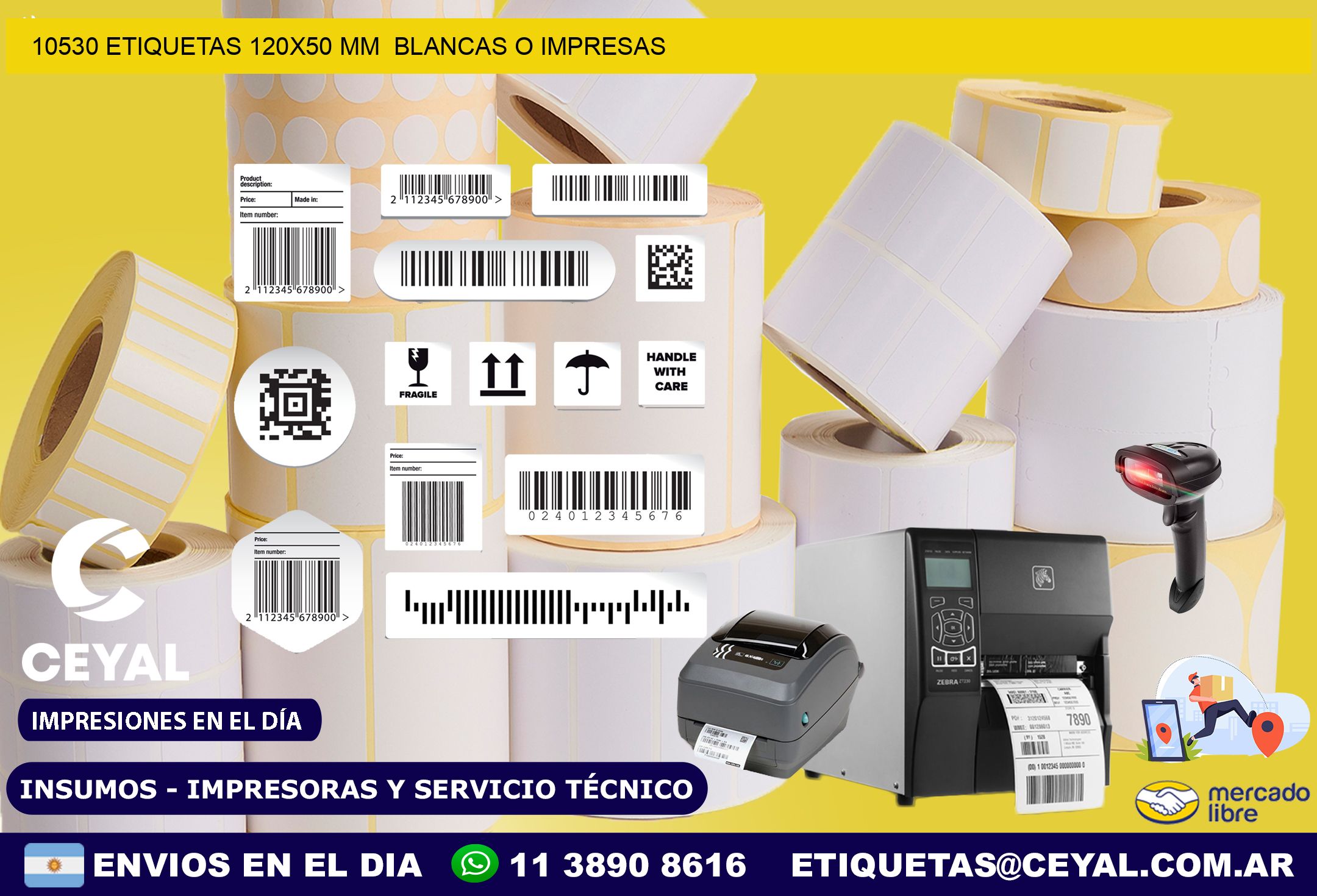 10530 ETIQUETAS 120×50 mm  BLANCAS O IMPRESAS