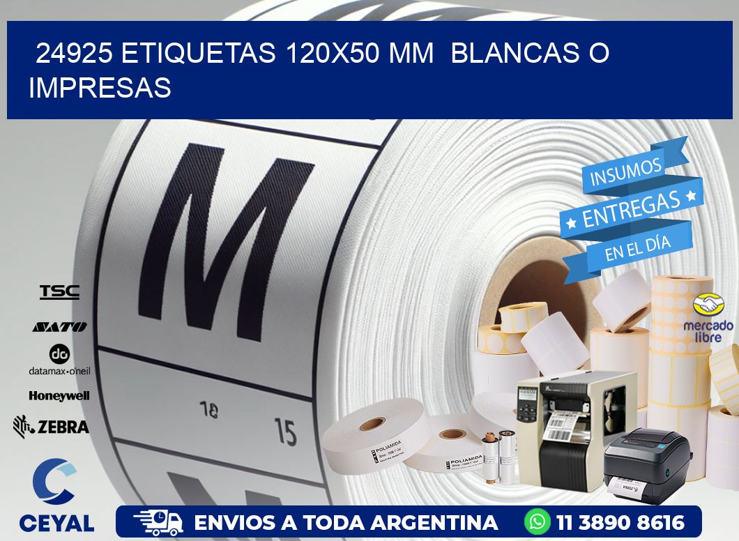 24925 ETIQUETAS 120x50 mm  BLANCAS O IMPRESAS