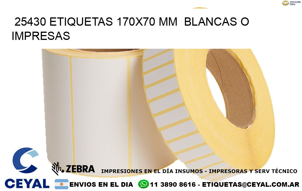 25430 ETIQUETAS 170x70 mm BLANCAS O IMPRESAS