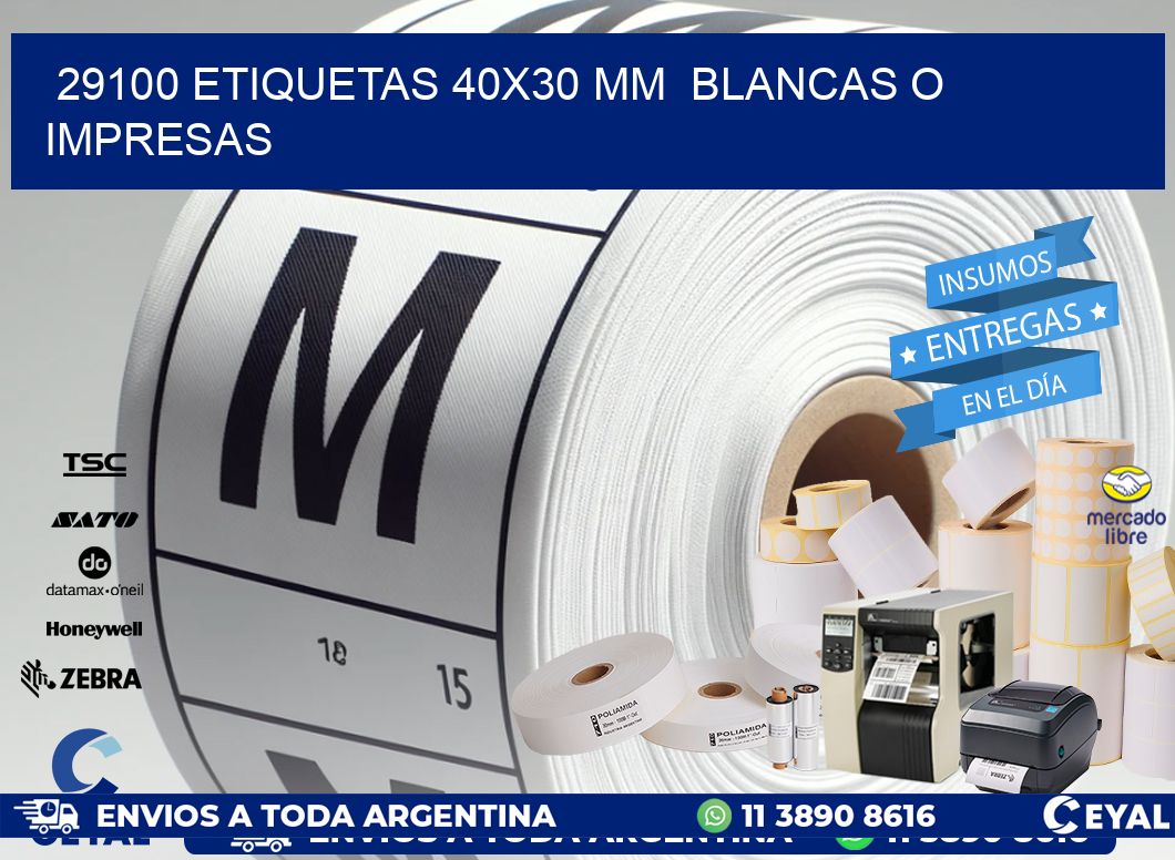 29100 ETIQUETAS 40x30 mm  BLANCAS O IMPRESAS