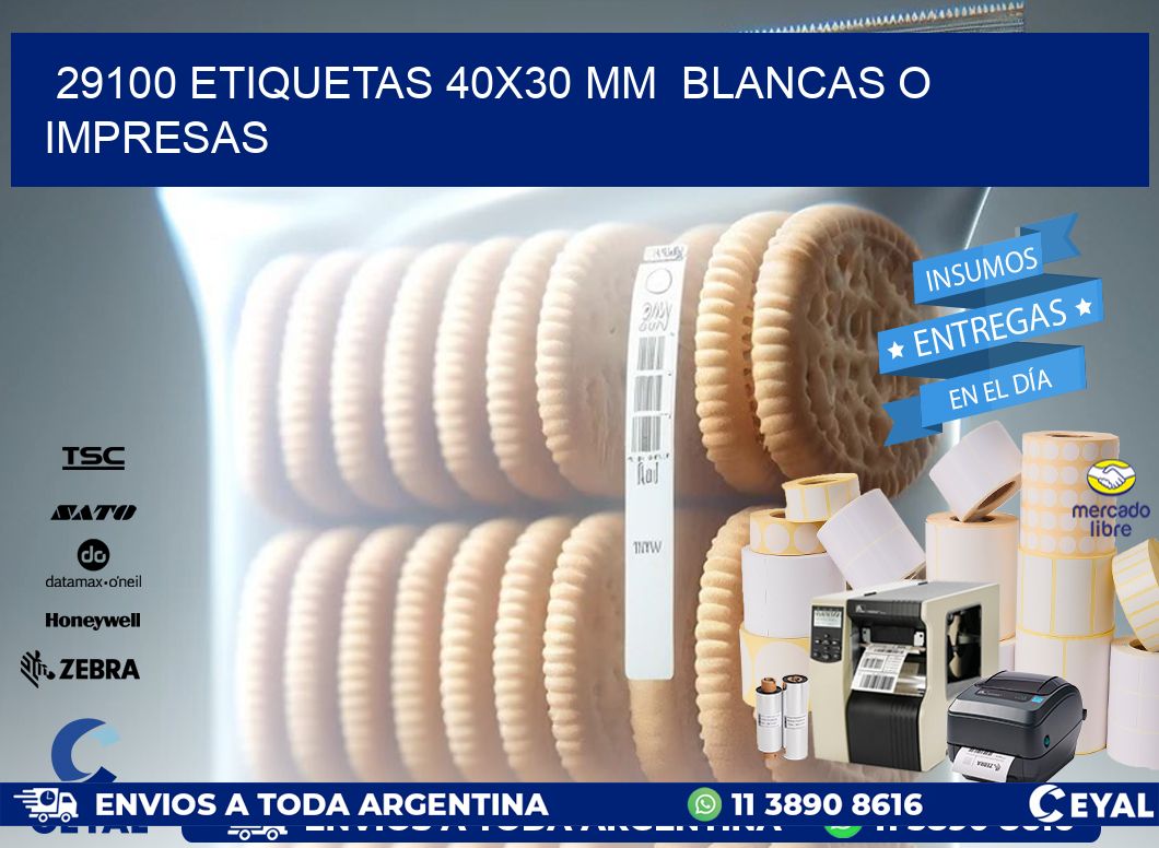 29100 ETIQUETAS 40x30 mm  BLANCAS O IMPRESAS