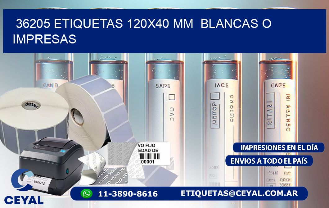 36205 ETIQUETAS 120x40 mm  BLANCAS O IMPRESAS