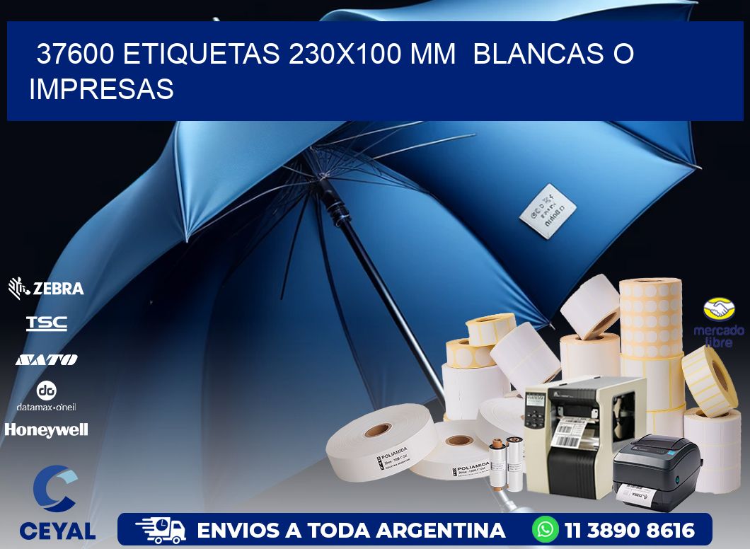 37600 ETIQUETAS 230x100 mm  BLANCAS O IMPRESAS