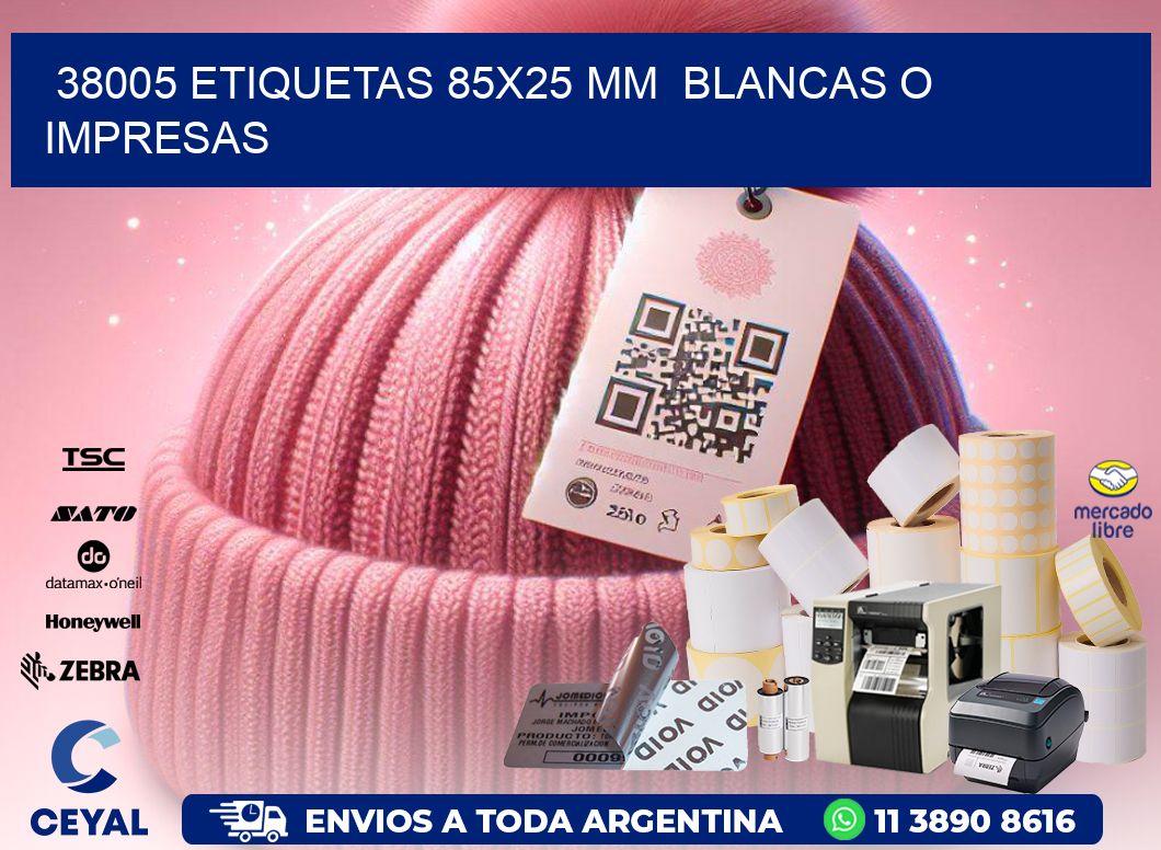 38005 ETIQUETAS 85x25 mm  BLANCAS O IMPRESAS