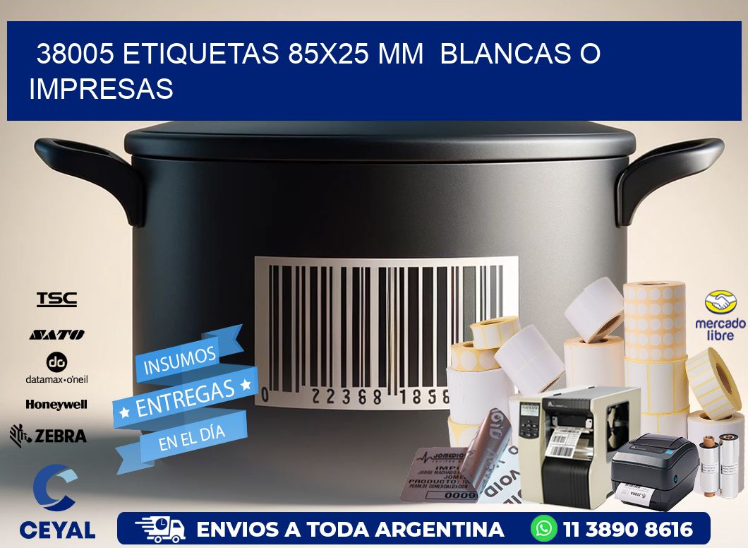 38005 ETIQUETAS 85x25 mm  BLANCAS O IMPRESAS