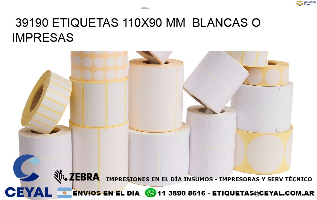 39190 ETIQUETAS 110x90 mm  BLANCAS O IMPRESAS