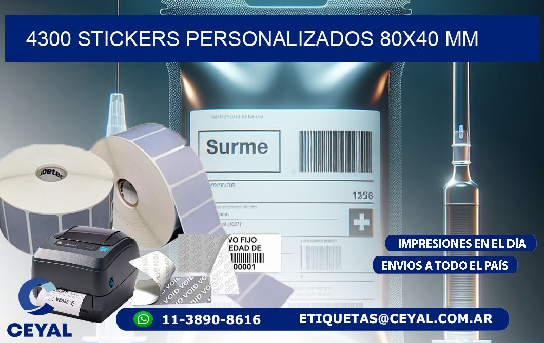 4300 STICKERS PERSONALIZADOS 80x40 mm