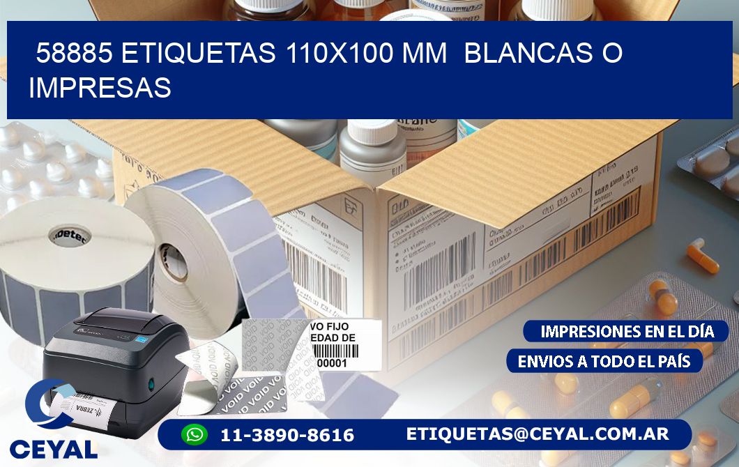 58885 ETIQUETAS 110x100 mm  BLANCAS O IMPRESAS