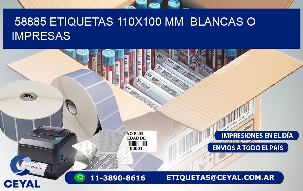 58885 ETIQUETAS 110x100 mm  BLANCAS O IMPRESAS