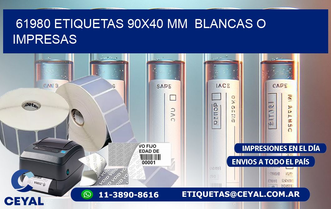 61980 ETIQUETAS 90x40 mm  BLANCAS O IMPRESAS