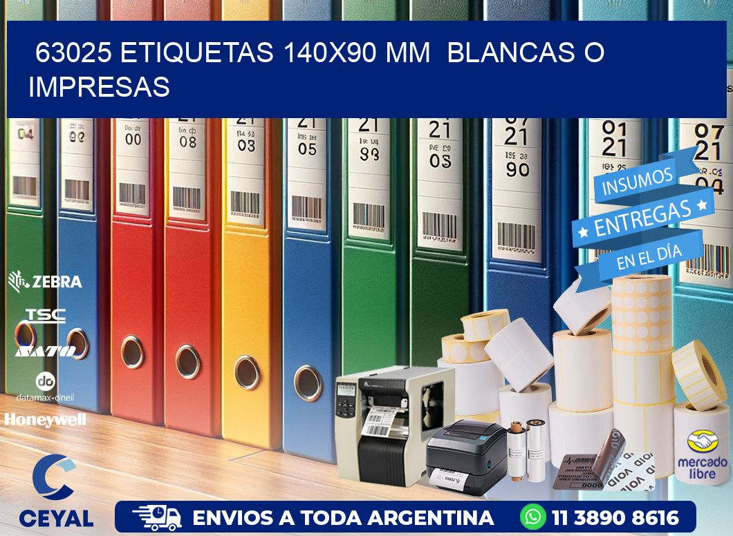 63025 ETIQUETAS 140x90 mm  BLANCAS O IMPRESAS