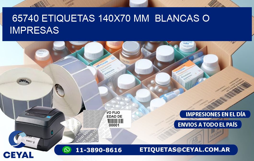 65740 ETIQUETAS 140x70 mm  BLANCAS O IMPRESAS