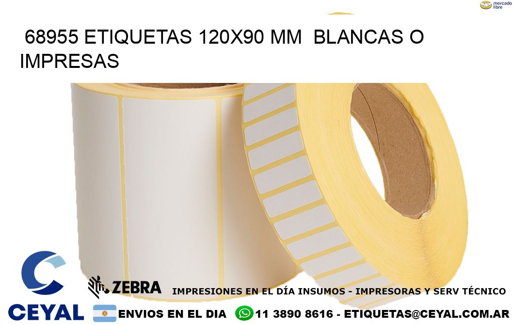 68955 ETIQUETAS 120x90 mm BLANCAS O IMPRESAS
