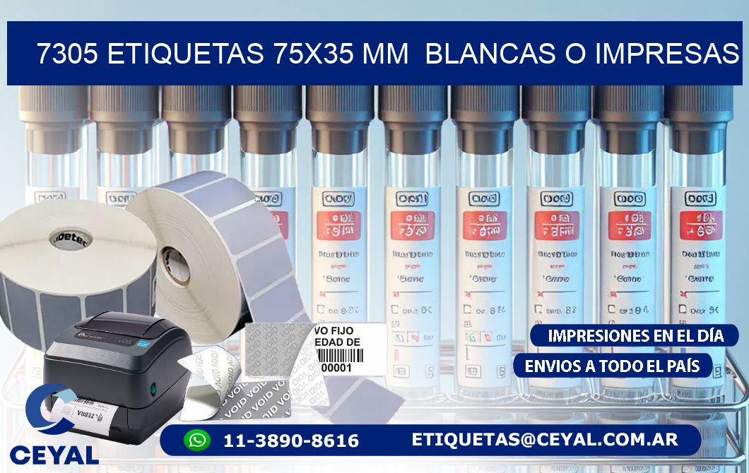 7305 ETIQUETAS 75x35 mm  BLANCAS O IMPRESAS