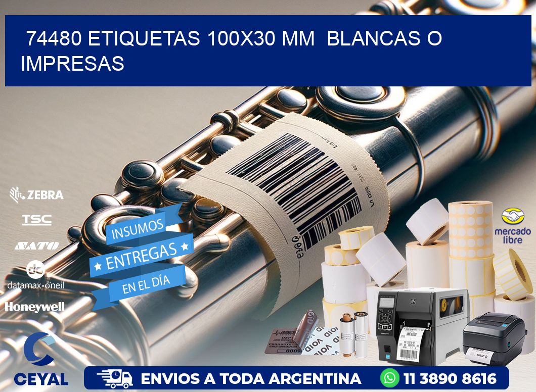 74480 ETIQUETAS 100x30 mm  BLANCAS O IMPRESAS