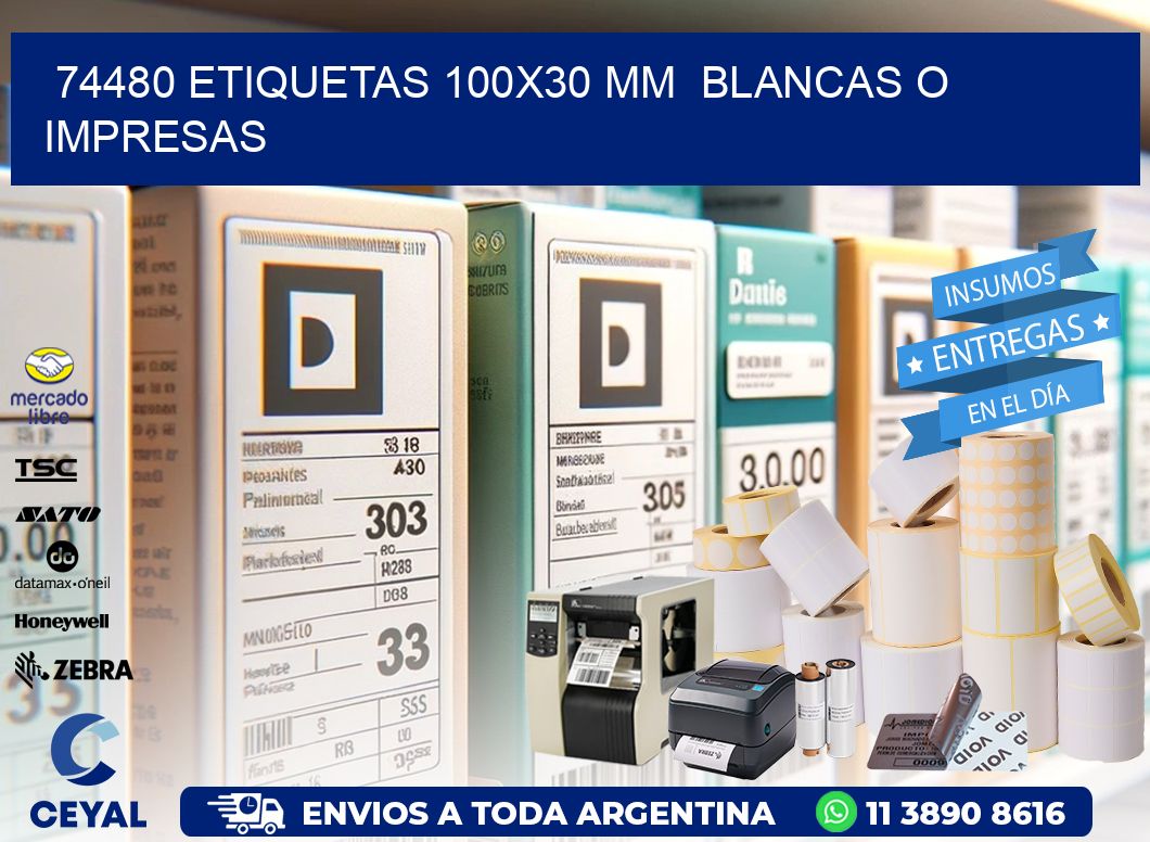 74480 ETIQUETAS 100×30 mm  BLANCAS O IMPRESAS